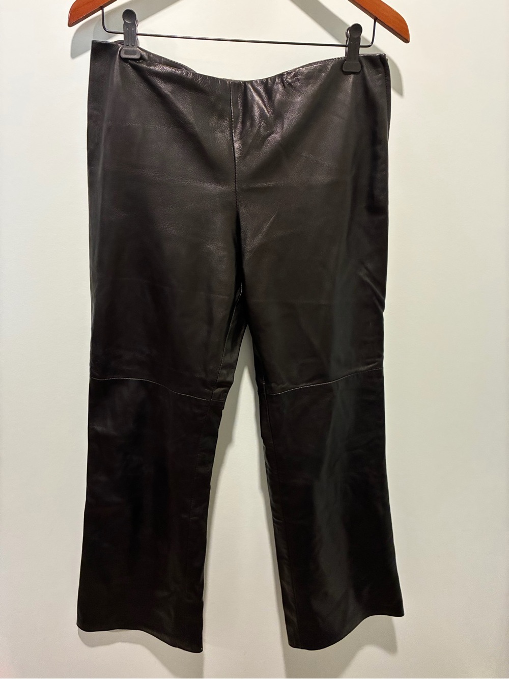 DANIER Black Leather Pants Side Zip Very Soft Size 8